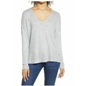 Gibsonlook Thermal Tunic Top Size S V-Neck Long Sleeve Heather Gray NEW Tag B11